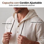Camisa de Lino con Capucha para Hombre Manga Larga