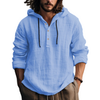 Camisa de Lino con Capucha para Hombre Manga Larga