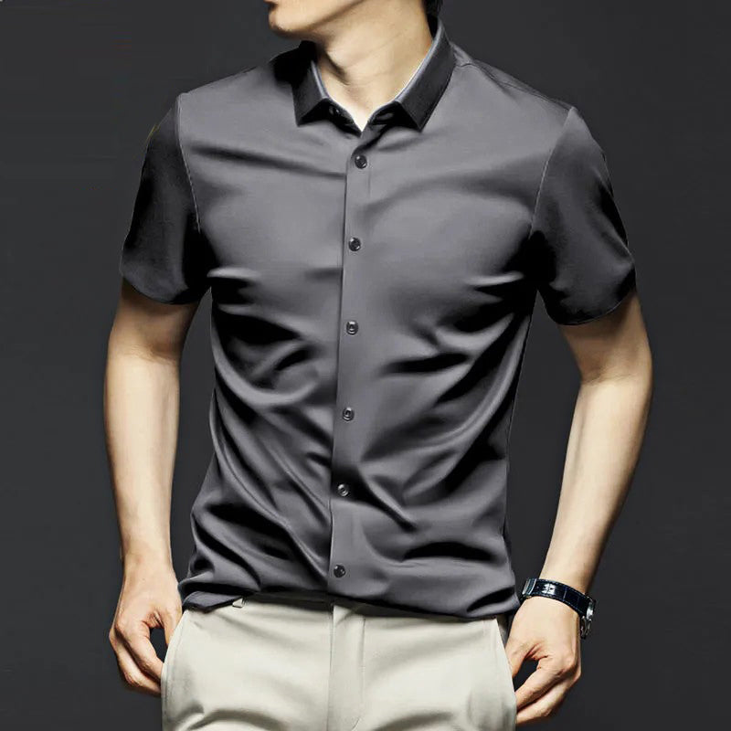 Camisa Manga Corta Antiarrugas para Hombre Hasta 6XL