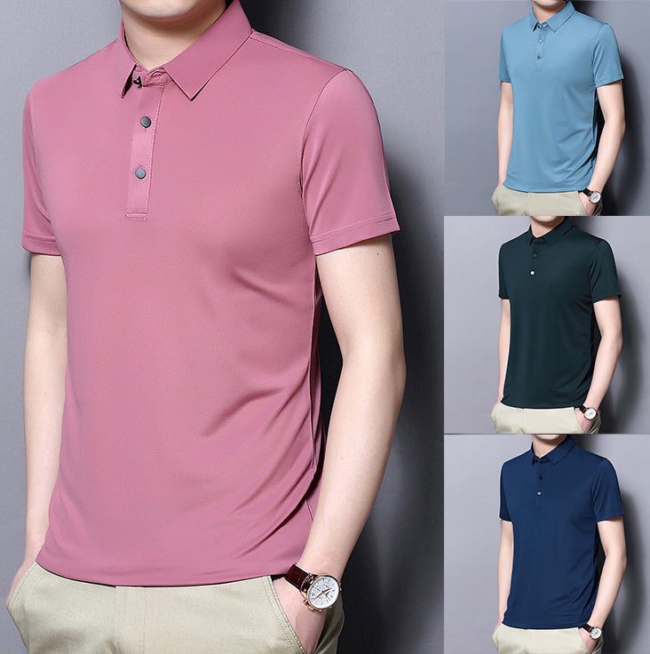 Camisa Manga Corta Cuello Mao para Hombre Slim Fit