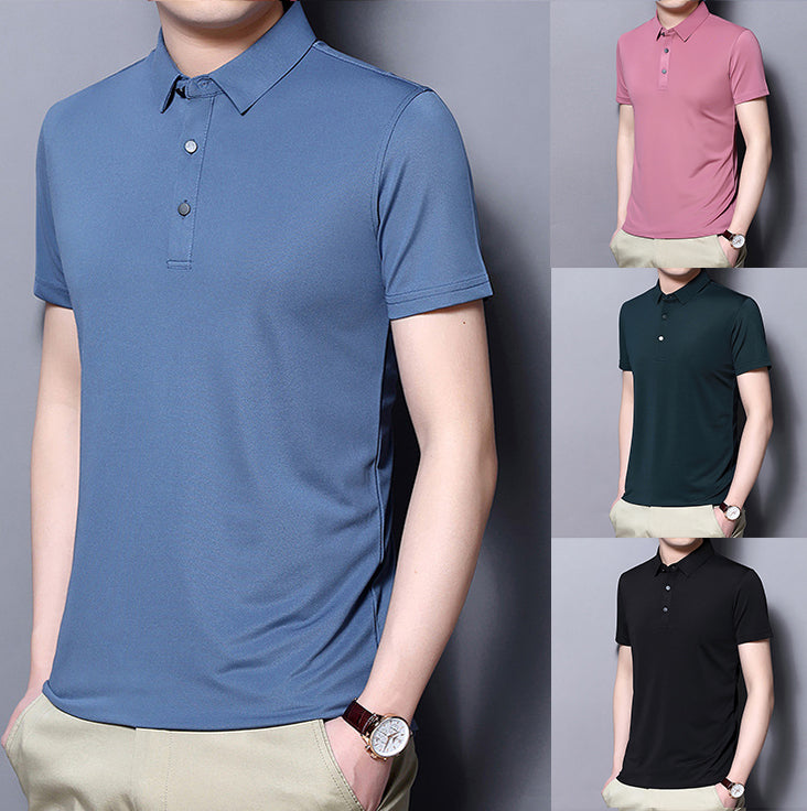 Camisa Manga Corta Cuello Mao para Hombre Slim Fit