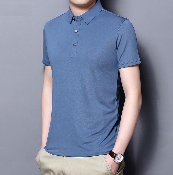 Camisa Manga Corta Cuello Mao para Hombre Slim Fit