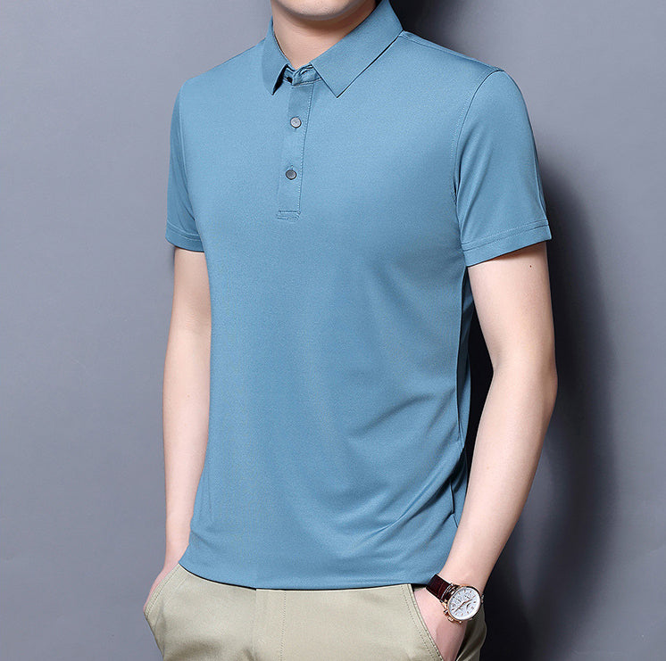 Camisa Manga Corta Cuello Mao para Hombre Slim Fit
