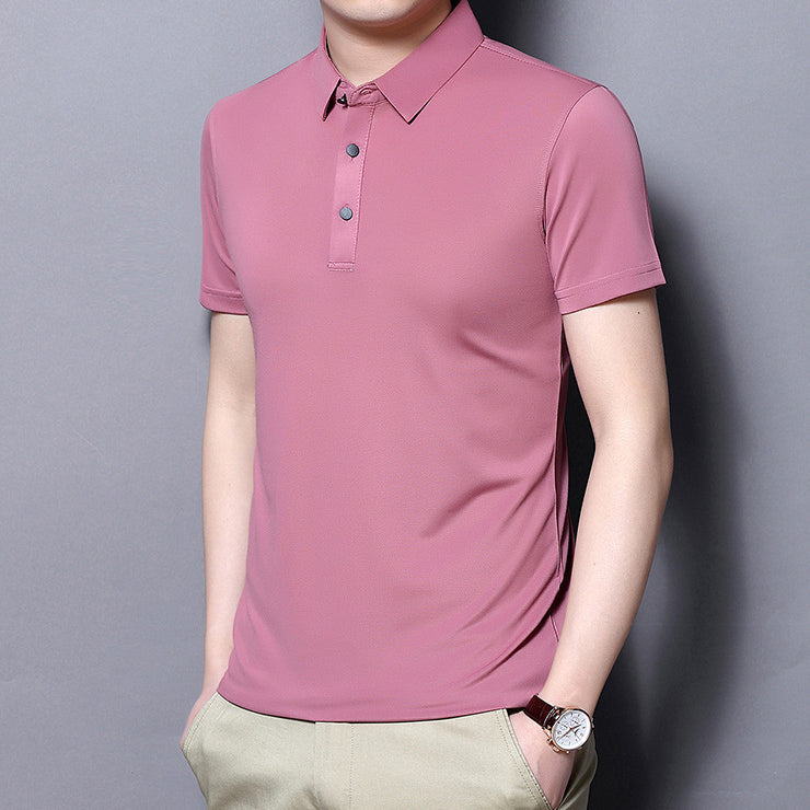 Camisa Manga Corta Cuello Mao para Hombre Slim Fit