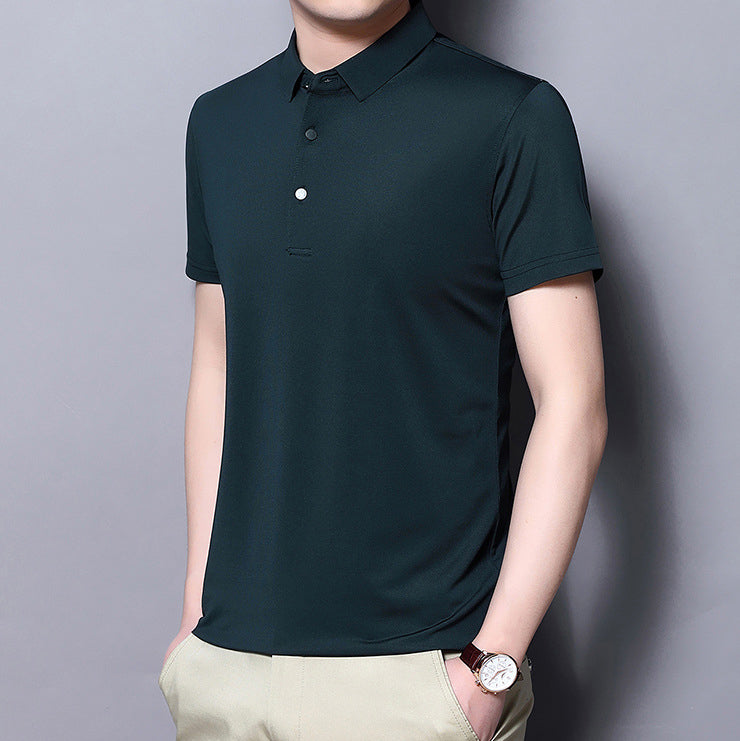 Camisa Manga Corta Cuello Mao para Hombre Slim Fit