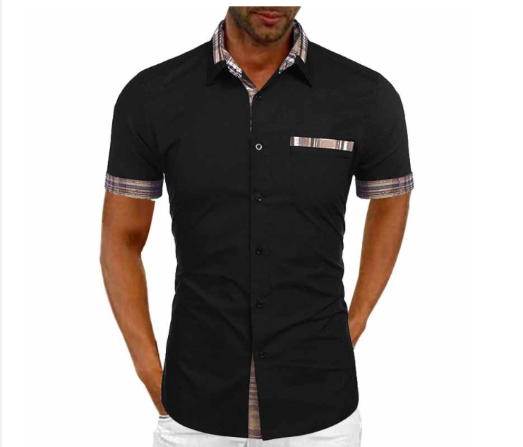 Camisa Manga Corta para Hombre con Detalle a Cuadros