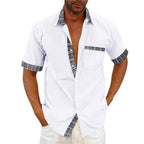 Camisa Manga Corta para Hombre con Detalle a Cuadros