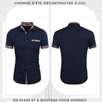 Camisa Manga Corta para Hombre con Detalle a Cuadros