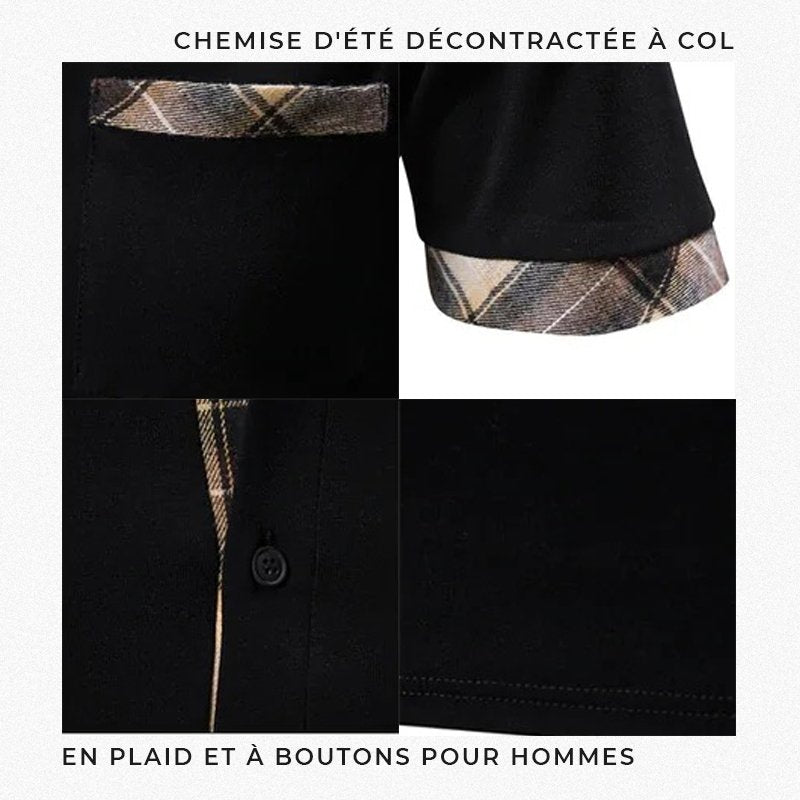 Camisa Manga Corta para Hombre con Detalle a Cuadros