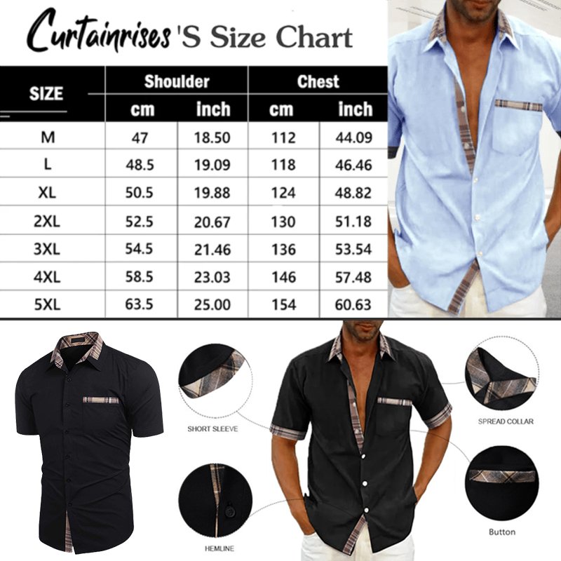 Camisa Manga Corta para Hombre con Detalle a Cuadros