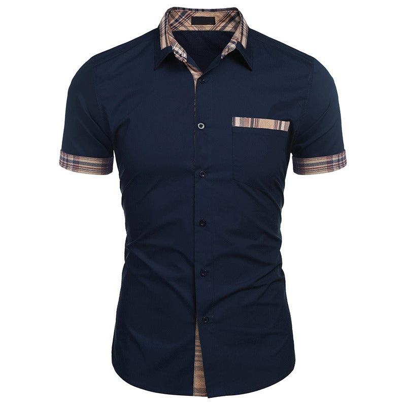 Camisa Manga Corta para Hombre con Detalle a Cuadros