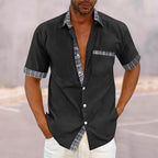 Camisa Manga Corta para Hombre con Detalle a Cuadros