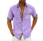 Camisa Manga Corta para Hombre con Detalle a Cuadros