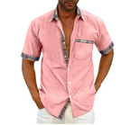 Camisa Manga Corta para Hombre con Detalle a Cuadros
