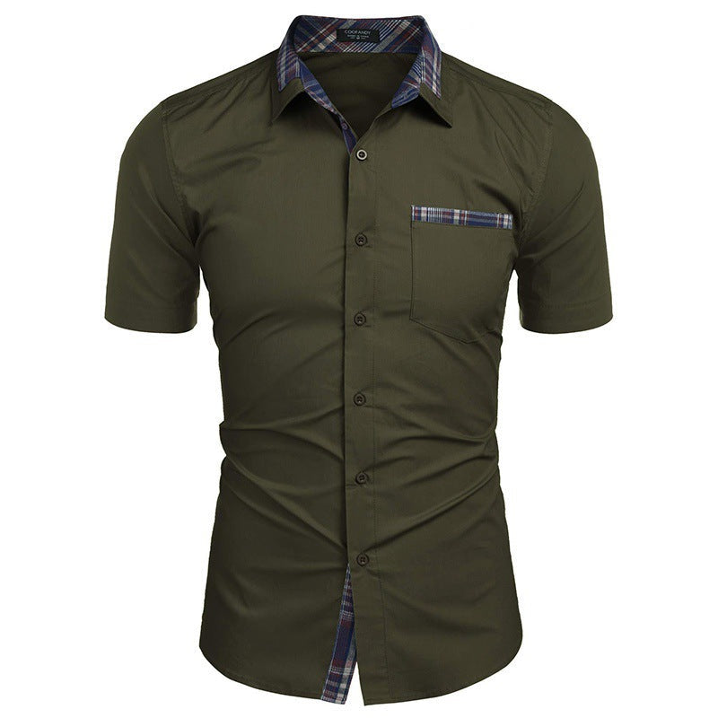 Camisa Manga Corta para Hombre con Detalle a Cuadros
