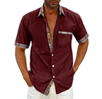 Camisa Manga Corta para Hombre con Detalle a Cuadros