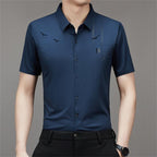 Camisa Manga Corta de Seda Fría para Hombre