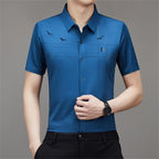 Camisa Manga Corta de Seda Fría para Hombre