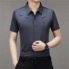 Camisa Manga Corta de Seda Fría para Hombre