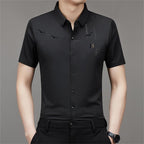 Camisa Manga Corta de Seda Fría para Hombre