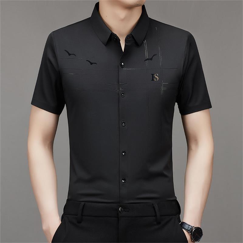 Camisa Manga Corta de Seda Fría para Hombre