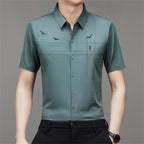 Camisa Manga Corta de Seda Fría para Hombre