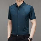 Camisa Manga Corta de Seda Fría para Hombre
