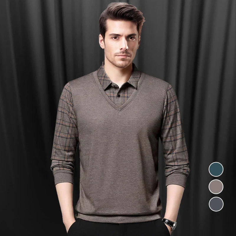 Camisa Manga Larga Efecto Dos Piezas para Hombre