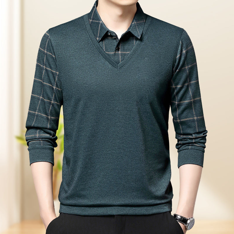 Camisa Manga Larga Efecto Dos Piezas para Hombre