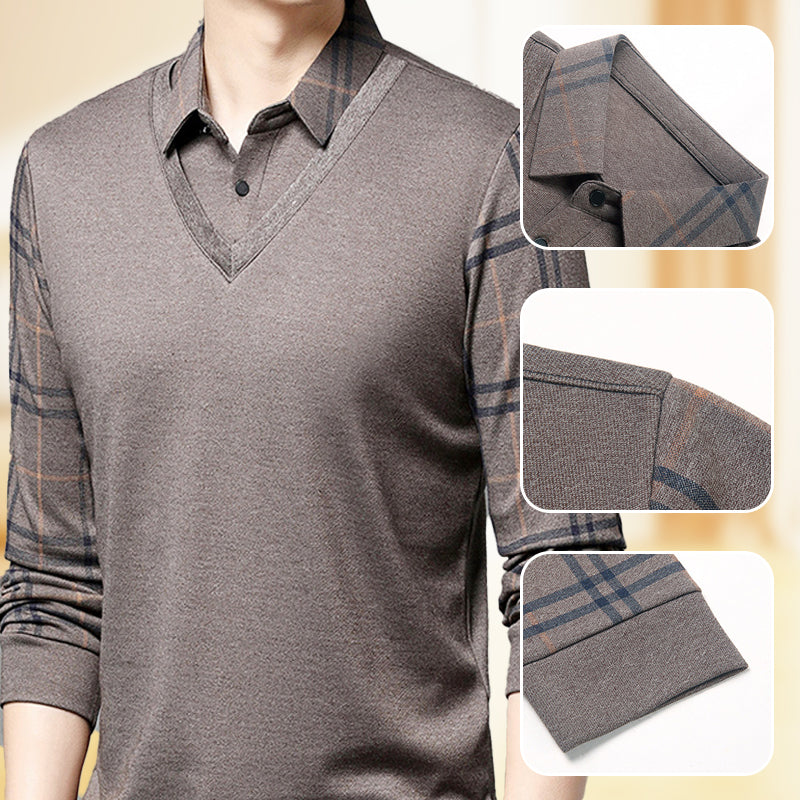 Camisa Manga Larga Efecto Dos Piezas para Hombre