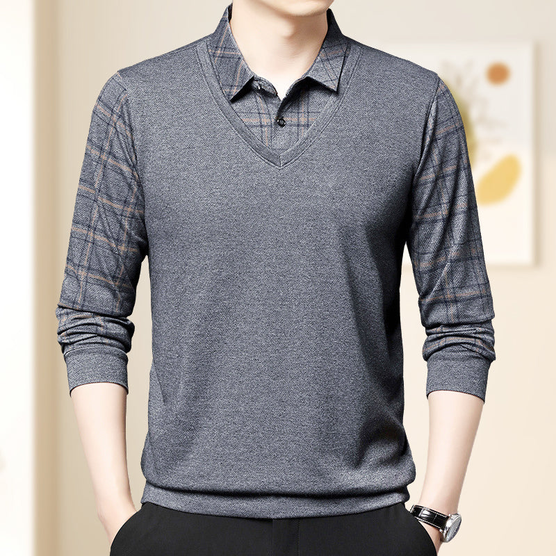 Camisa Manga Larga Efecto Dos Piezas para Hombre