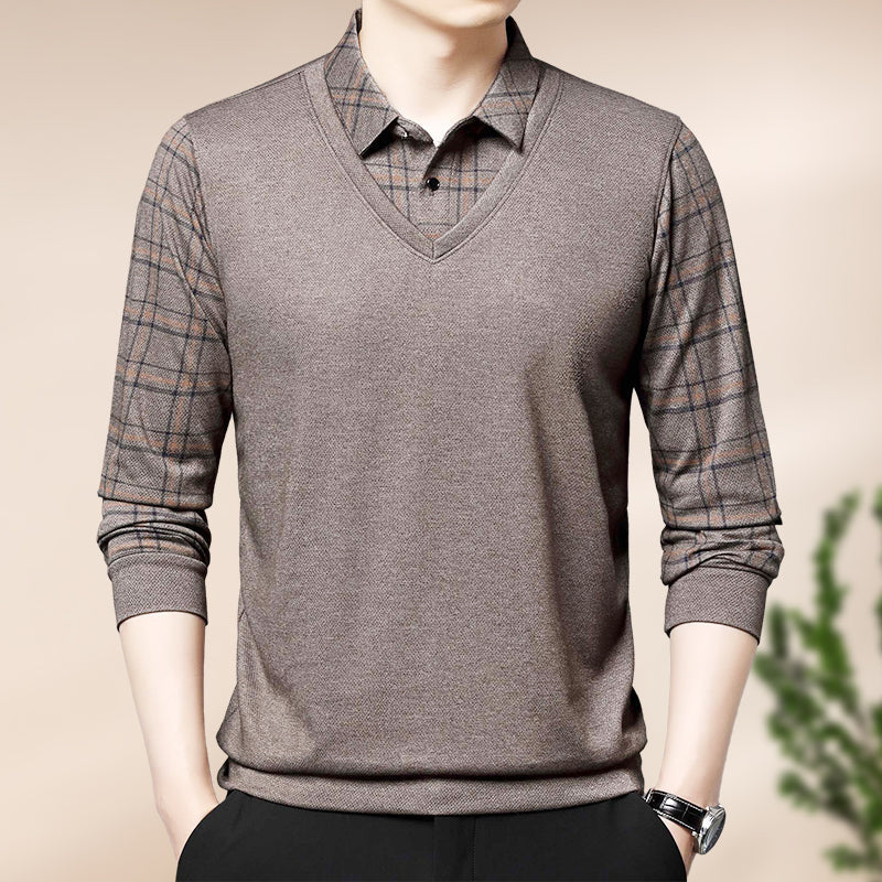 Camisa Manga Larga Efecto Dos Piezas para Hombre