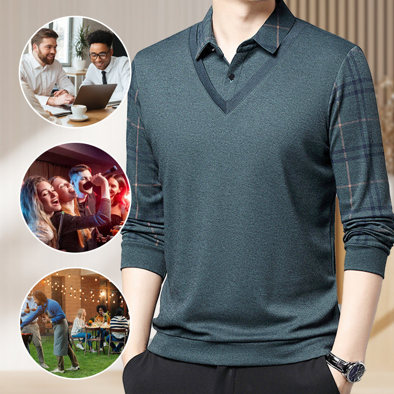 Camisa Manga Larga Efecto Dos Piezas para Hombre