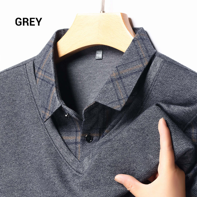 Camisa Manga Larga Efecto Dos Piezas para Hombre