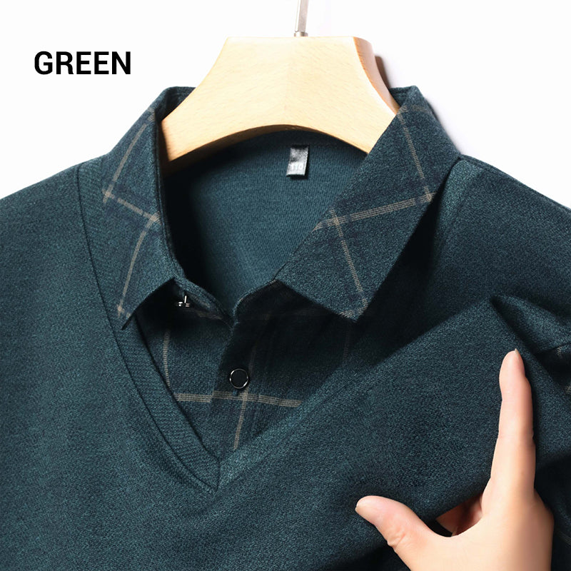Camisa Manga Larga Efecto Dos Piezas para Hombre