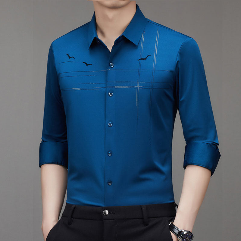 Camisa Manga Larga Elástica para Hombre Sin Plancha