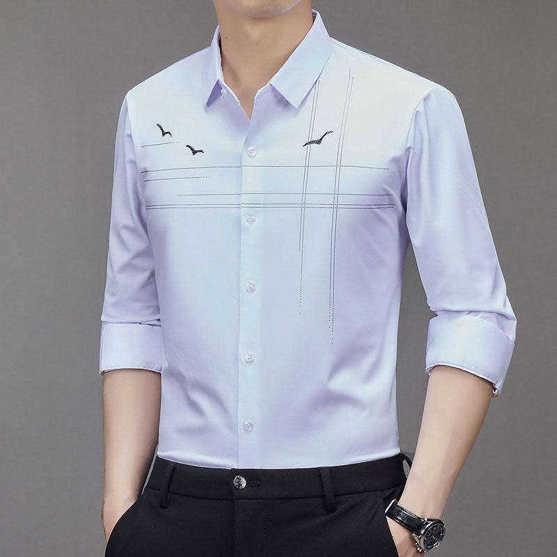 Camisa Manga Larga Elástica para Hombre Sin Plancha
