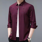 Camisa Manga Larga Elástica para Hombre Sin Plancha