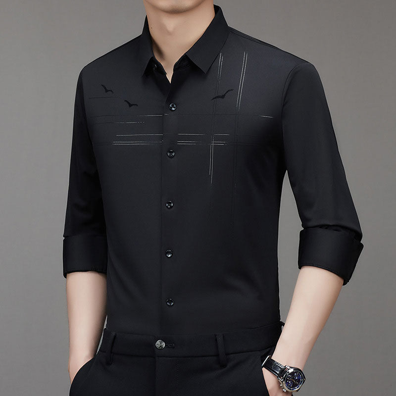 Camisa Manga Larga Elástica para Hombre Sin Plancha