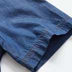 Camisa de Mezclilla Manga Corta para Hombre con Doble Bolsillo