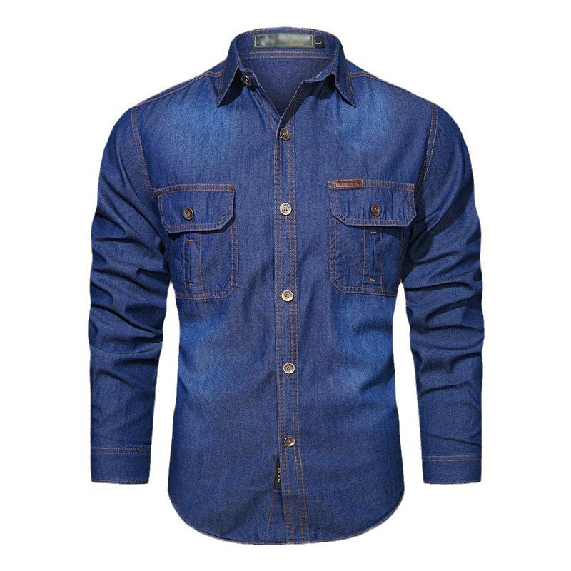 Camisa de Mezclilla Manga Larga para Hombre con Bolsillos