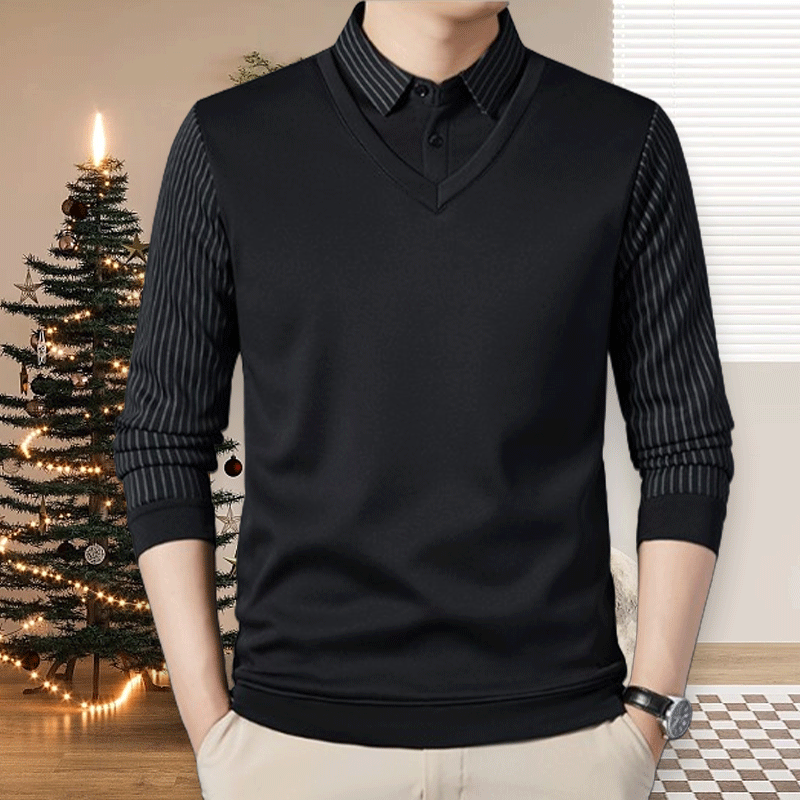 Camisa Polo Manga Larga Forrada para Hombre Efecto Dos Piezas