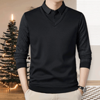 Camisa Polo Manga Larga Forrada para Hombre Efecto Dos Piezas