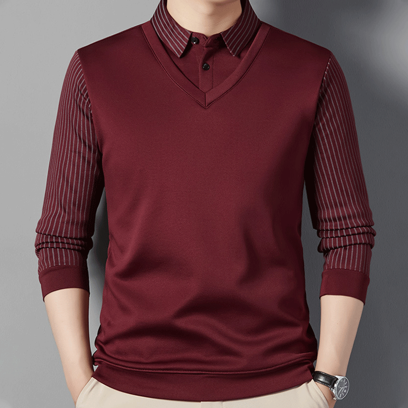 Camisa Polo Manga Larga Forrada para Hombre Efecto Dos Piezas