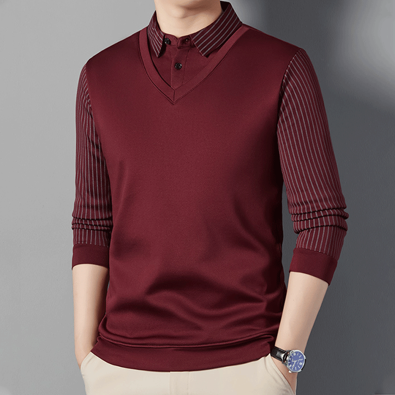 Camisa Polo Manga Larga Forrada para Hombre Efecto Dos Piezas