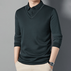 Camisa Polo Manga Larga Forrada para Hombre Efecto Dos Piezas