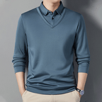 Camisa Polo Manga Larga Forrada para Hombre Efecto Dos Piezas