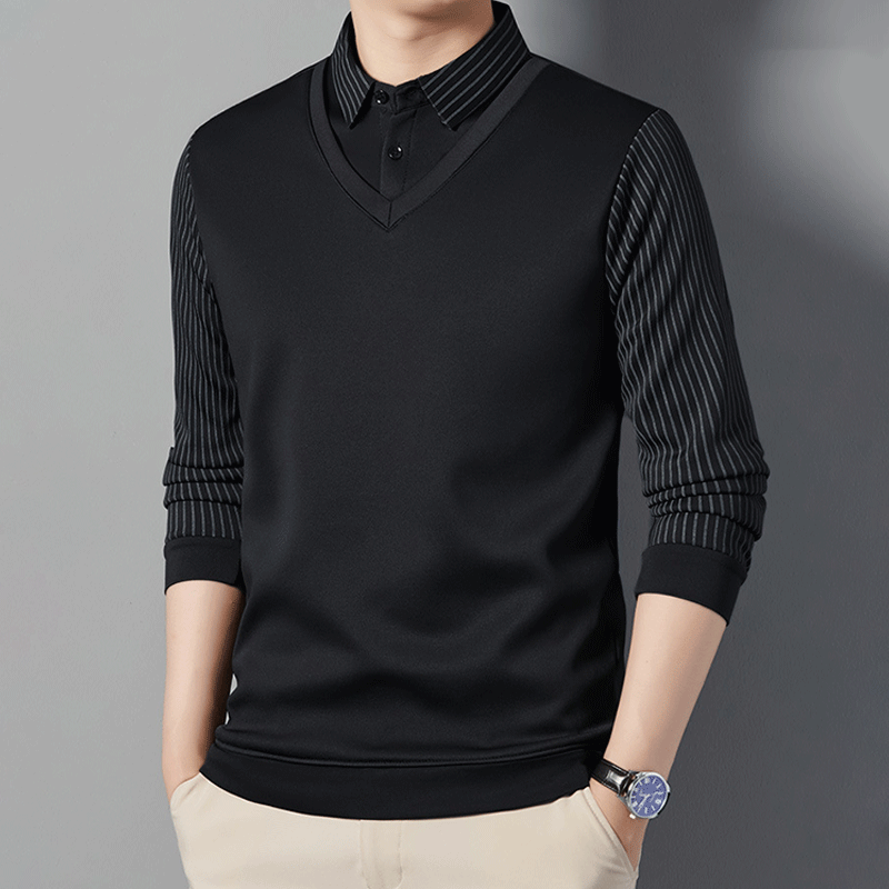 Camisa Polo Manga Larga Forrada para Hombre Efecto Dos Piezas