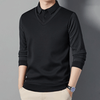 Camisa Polo Manga Larga Forrada para Hombre Efecto Dos Piezas