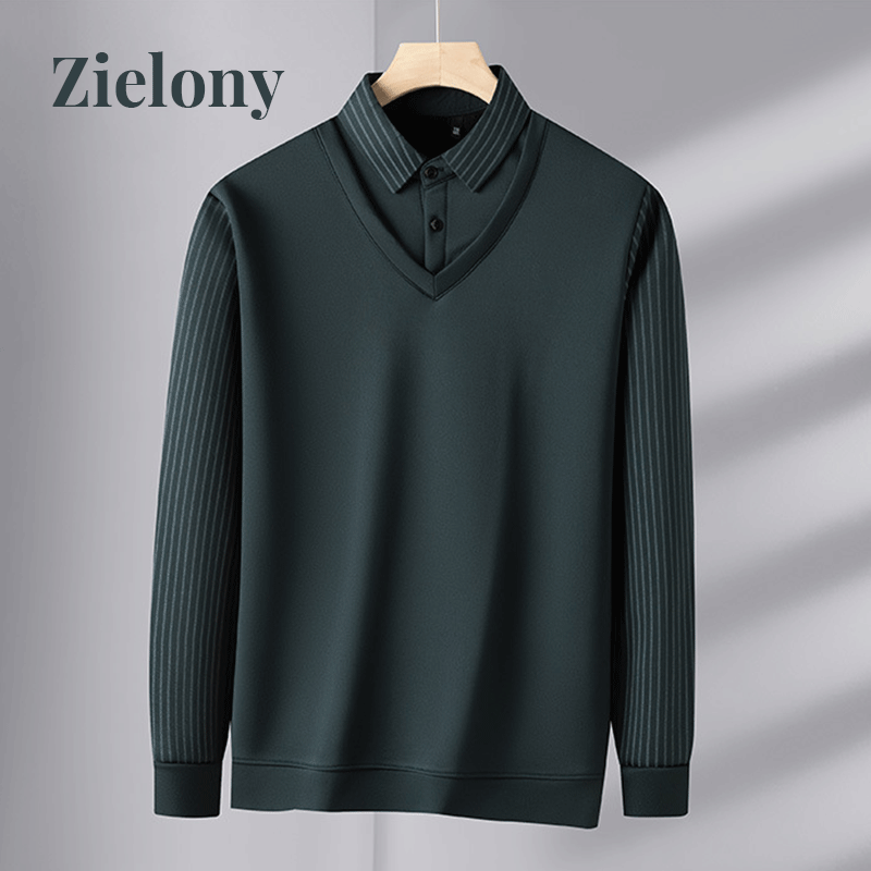 Camisa Polo Manga Larga Forrada para Hombre Efecto Dos Piezas